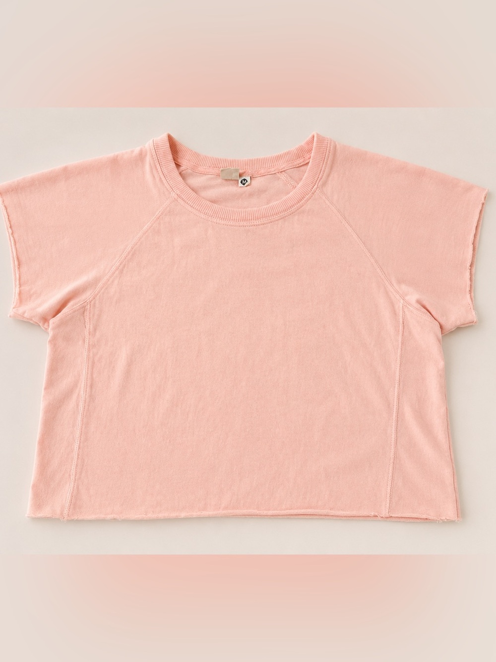 Lagaci Kids Short-Sleeve Crewneck Top - Blush Raw Hem Size Medium